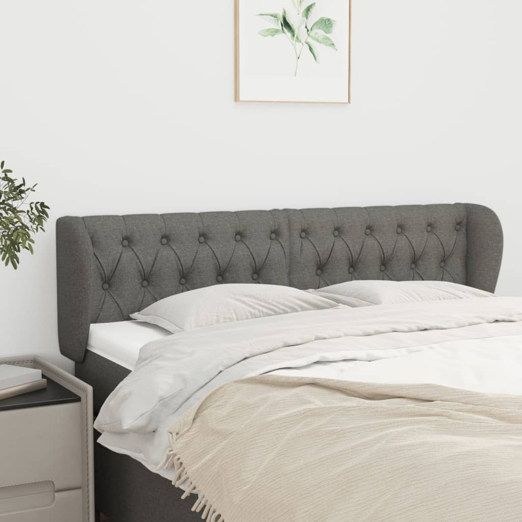Tête de lit avec oreilles Gris foncé 147x23x78/88 cm Tissu - XIOS