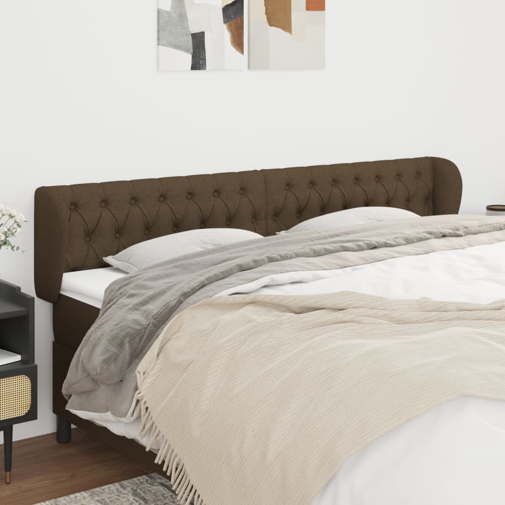 Tête de lit avec oreilles Marron foncé 183x23x78/88 cm Tissu Têtes et pieds de lit vidaXL