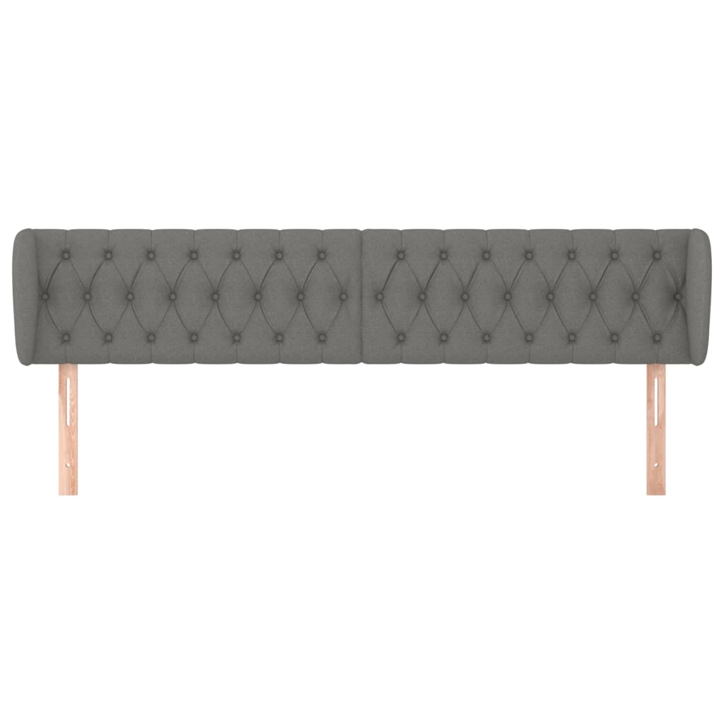 Tête de lit avec oreilles Gris foncé 203x23x78/88 cm Tissu - XIOS