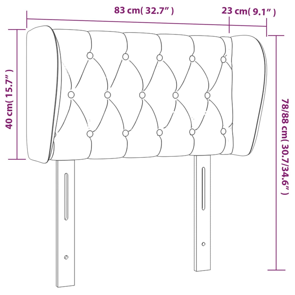 Tête de lit avec oreilles Gris foncé 83x23x78/88 cm Velours - XIOS