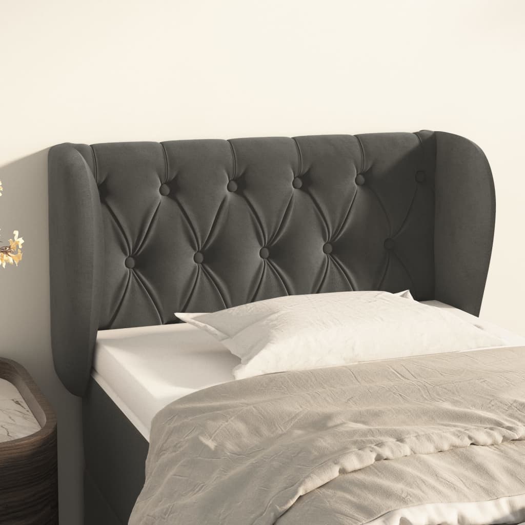 Tête de lit avec oreilles Gris foncé 83x23x78/88 cm Velours - XIOS