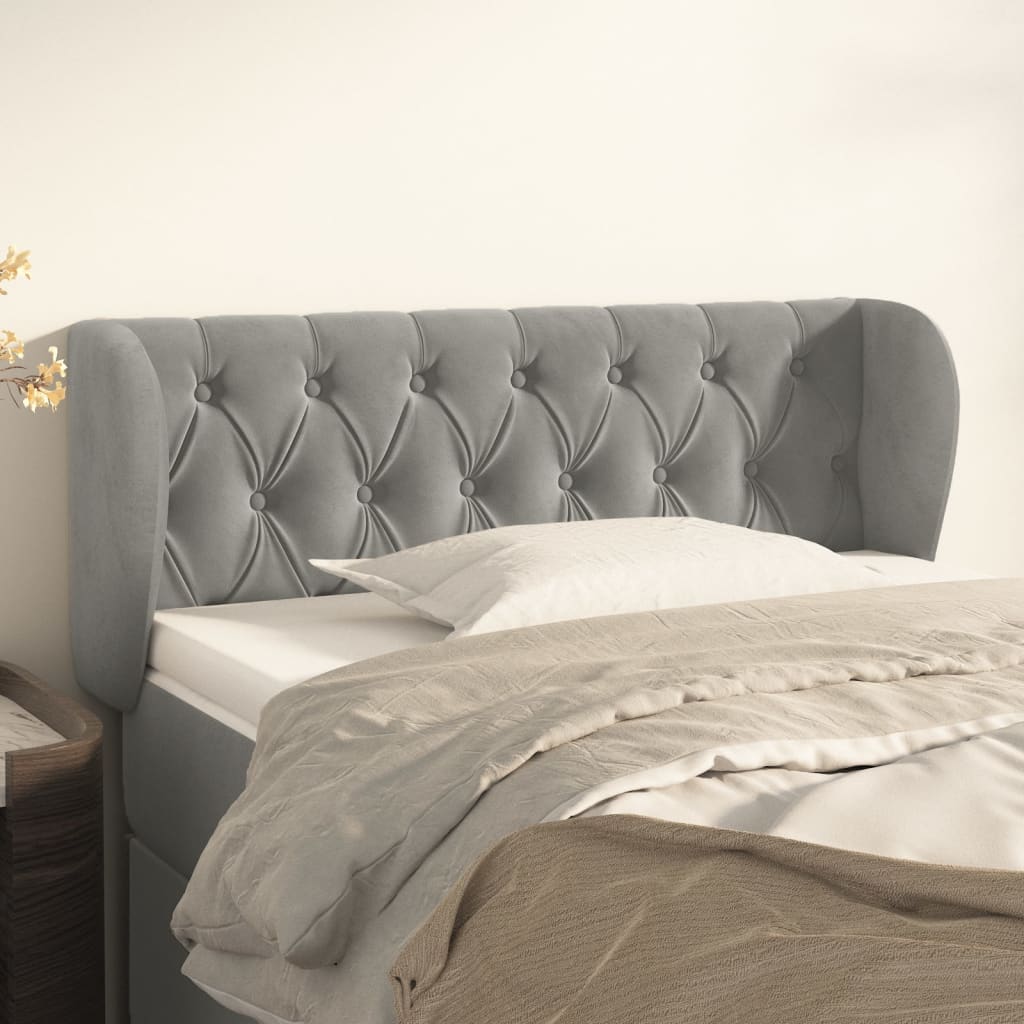 Tête de lit avec oreilles Gris clair 103x23x78/88 cm Velours - XIOS