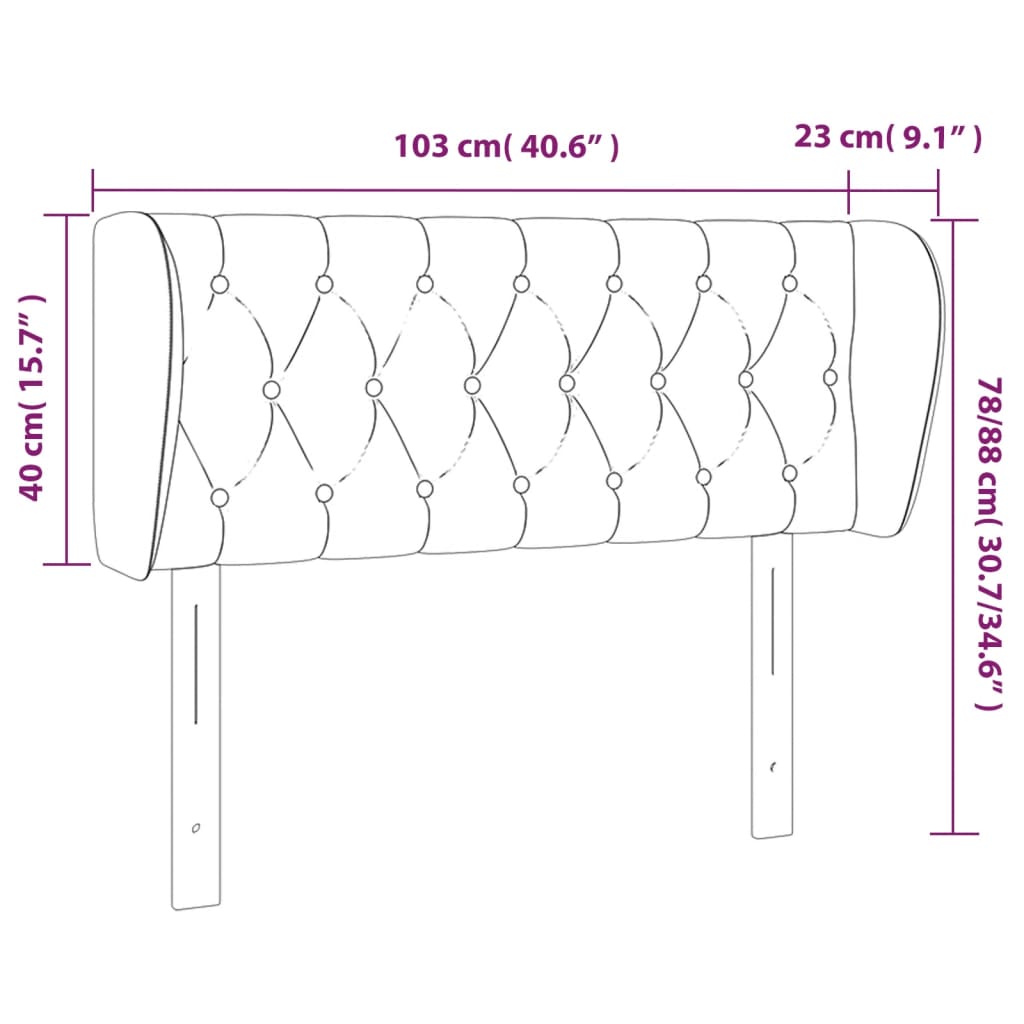 Tête de lit avec oreilles Gris foncé 103x23x78/88 cm Velours - XIOS