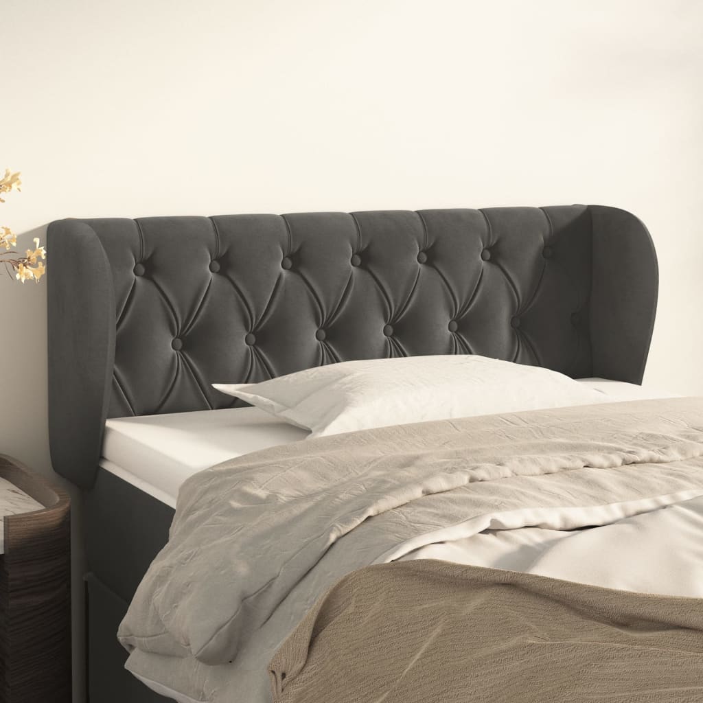 Tête de lit avec oreilles Gris foncé 103x23x78/88 cm Velours - XIOS