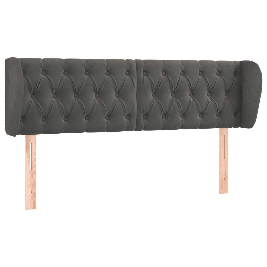 Tête de lit avec oreilles Gris foncé 147x23x78/88 cm Velours - XIOS