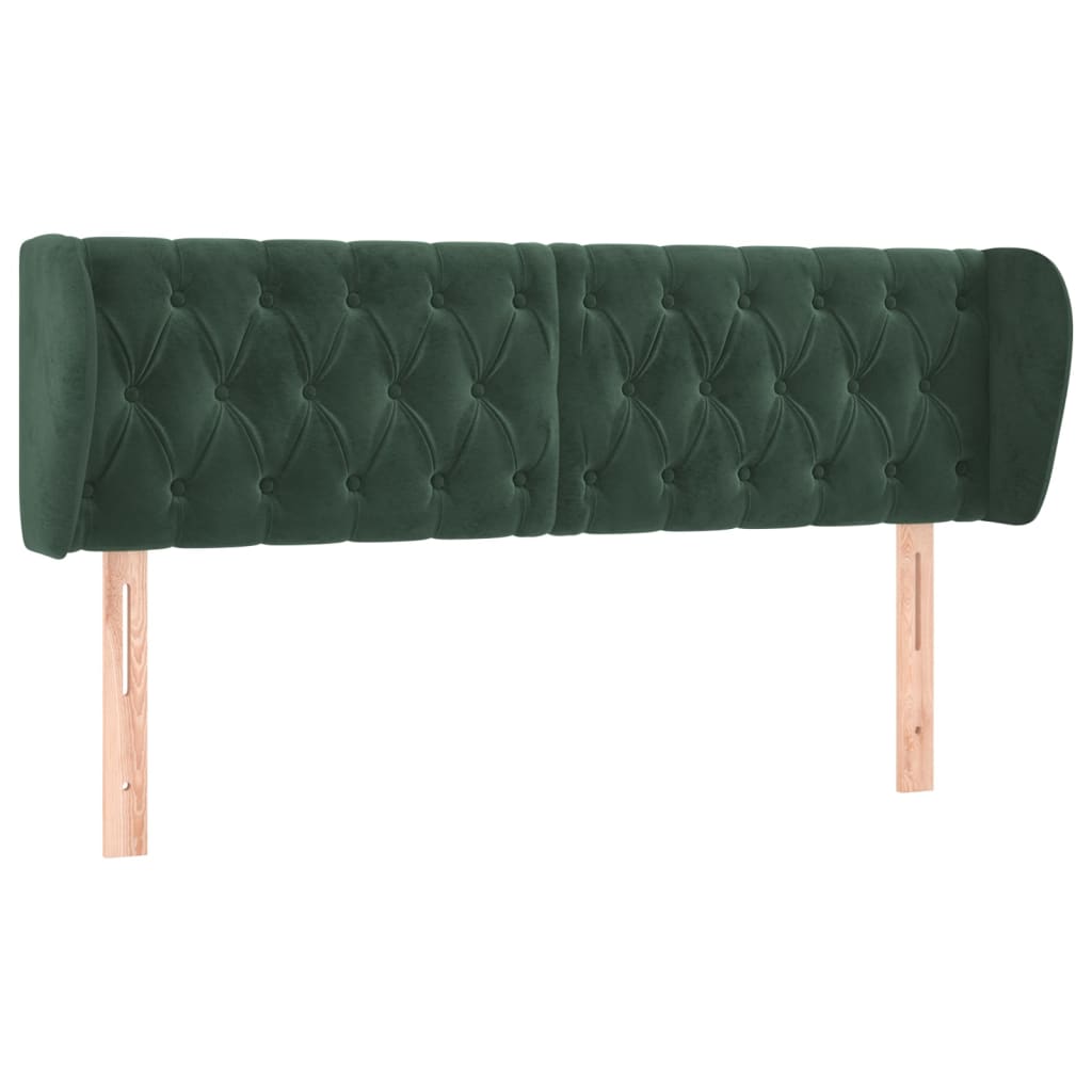 Tête de lit avec oreilles Vert foncé 163x23x78/88 cm Velours Têtes et pieds de lit vidaXL