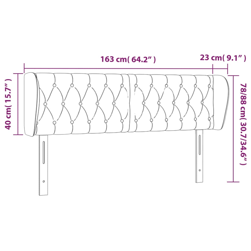 Tête de lit avec oreilles Vert foncé 163x23x78/88 cm Velours Têtes et pieds de lit vidaXL