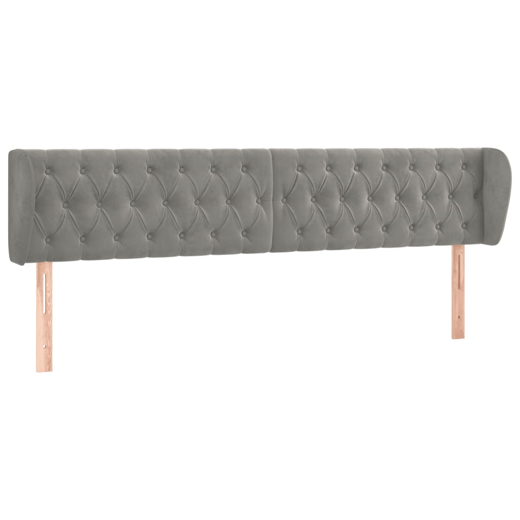 Tête de lit avec oreilles Gris clair 183x23x78/88 cm Velours - XIOS