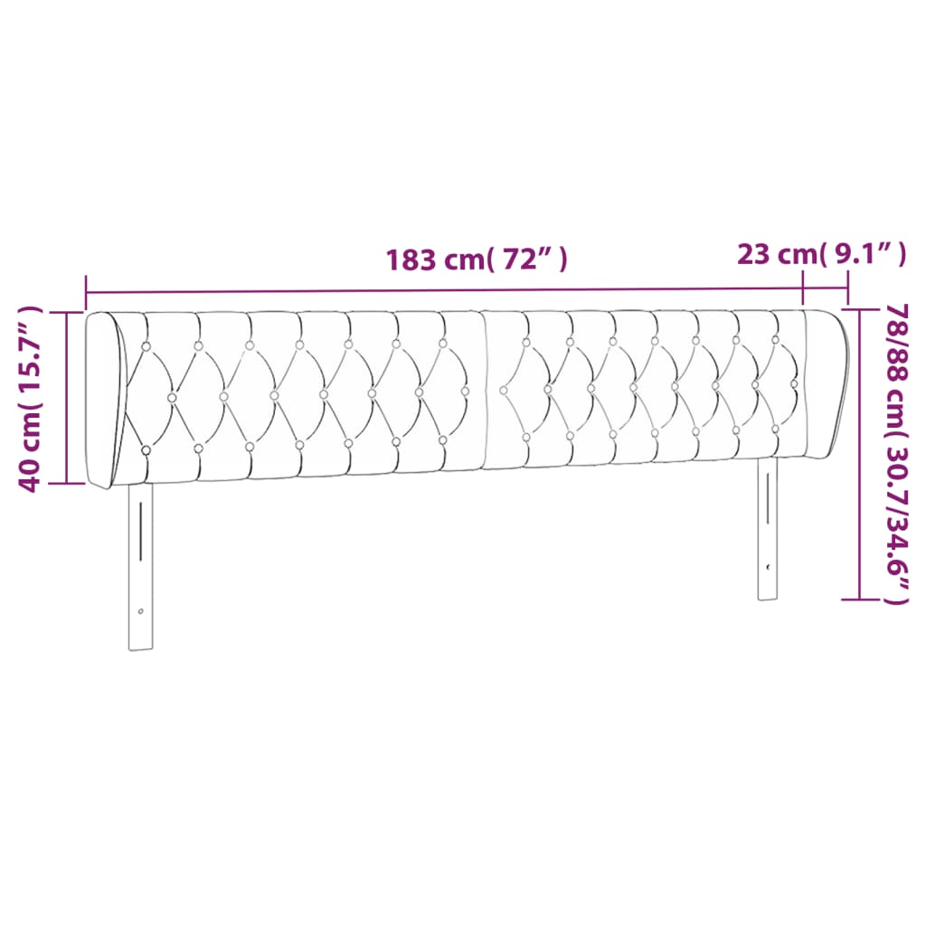 Tête de lit avec oreilles Gris clair 183x23x78/88 cm Velours - XIOS