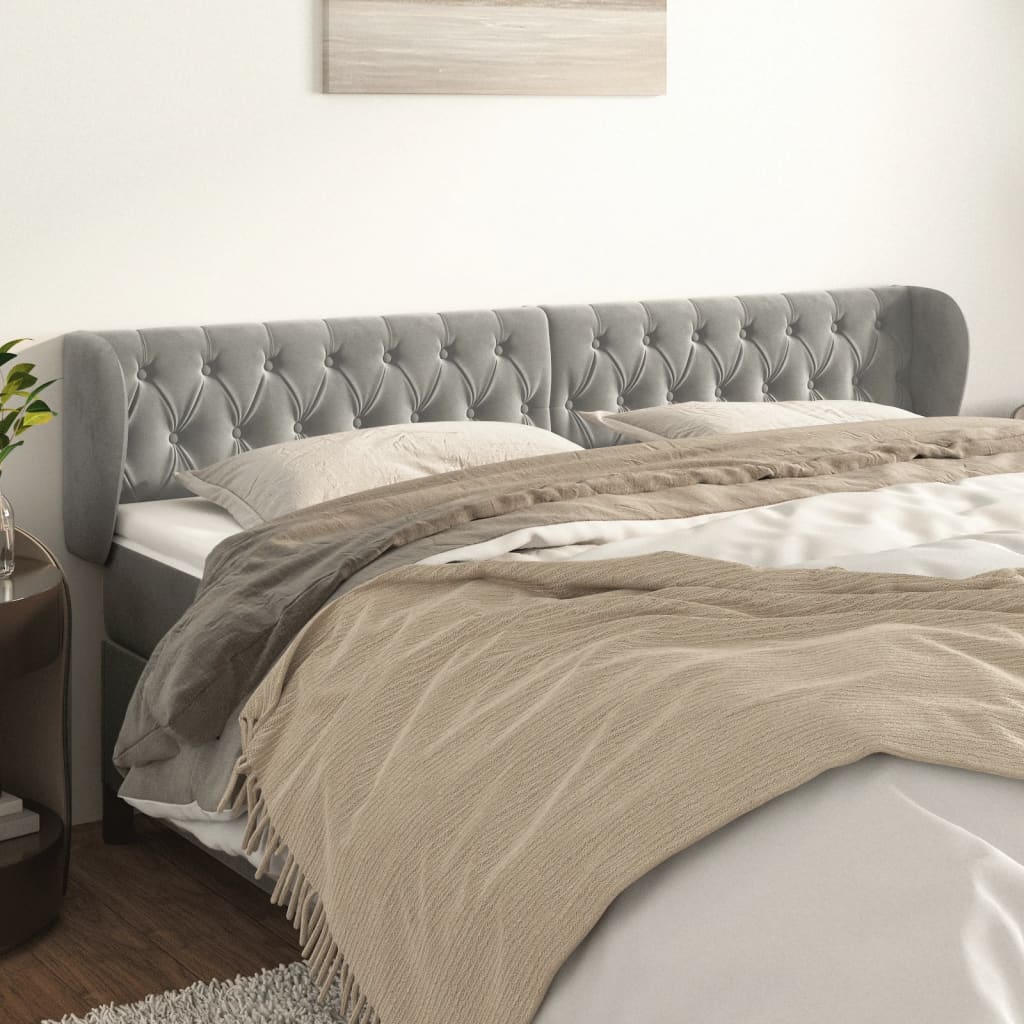 Tête de lit avec oreilles Gris clair 183x23x78/88 cm Velours - XIOS