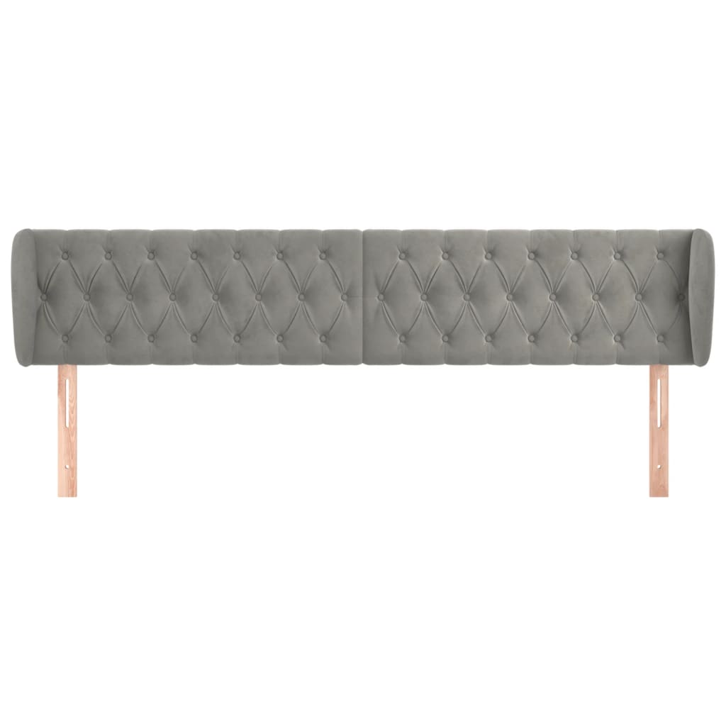 Tête de lit avec oreilles Gris clair 203x23x78/88 cm Velours - XIOS