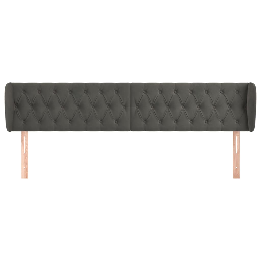 Tête de lit avec oreilles Gris foncé 203x23x78/88 cm Velours - XIOS