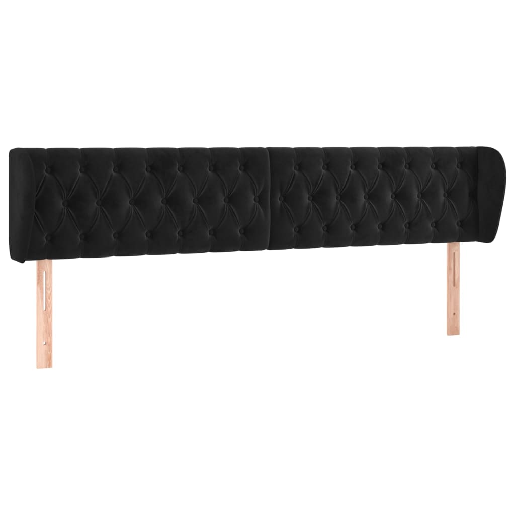Tête de lit avec oreilles Noir 203x23x78/88 cm Velours - XIOS