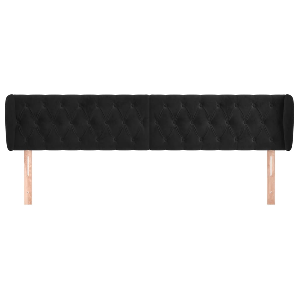 Tête de lit avec oreilles Noir 203x23x78/88 cm Velours - XIOS