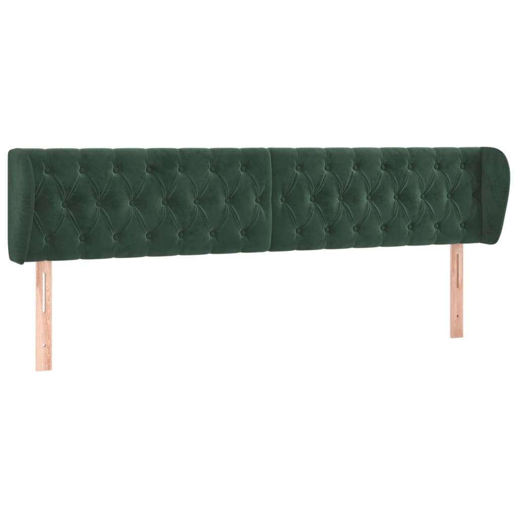 Tête de lit avec oreilles Vert foncé 203x23x78/88 cm Velours Têtes et pieds de lit vidaXL