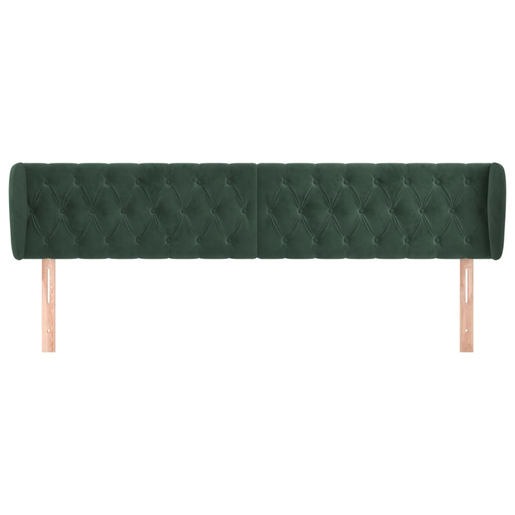 Tête de lit avec oreilles Vert foncé 203x23x78/88 cm Velours Têtes et pieds de lit vidaXL