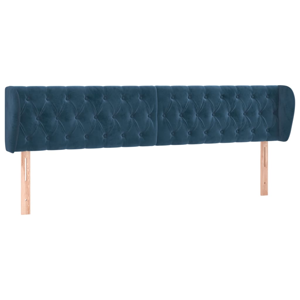 Tête de lit avec oreilles Bleu foncé 203x23x78/88 cm Velours - XIOS
