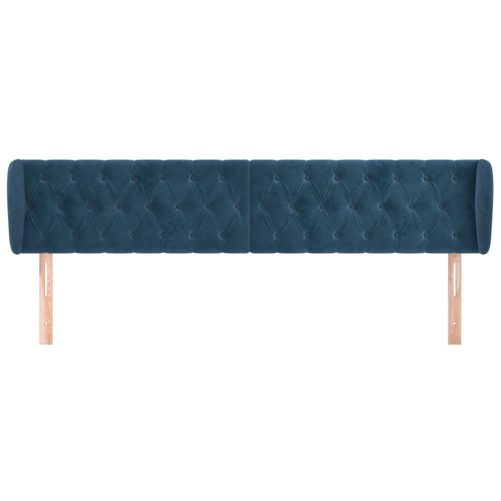 Tête de lit avec oreilles Bleu foncé 203x23x78/88 cm Velours - XIOS