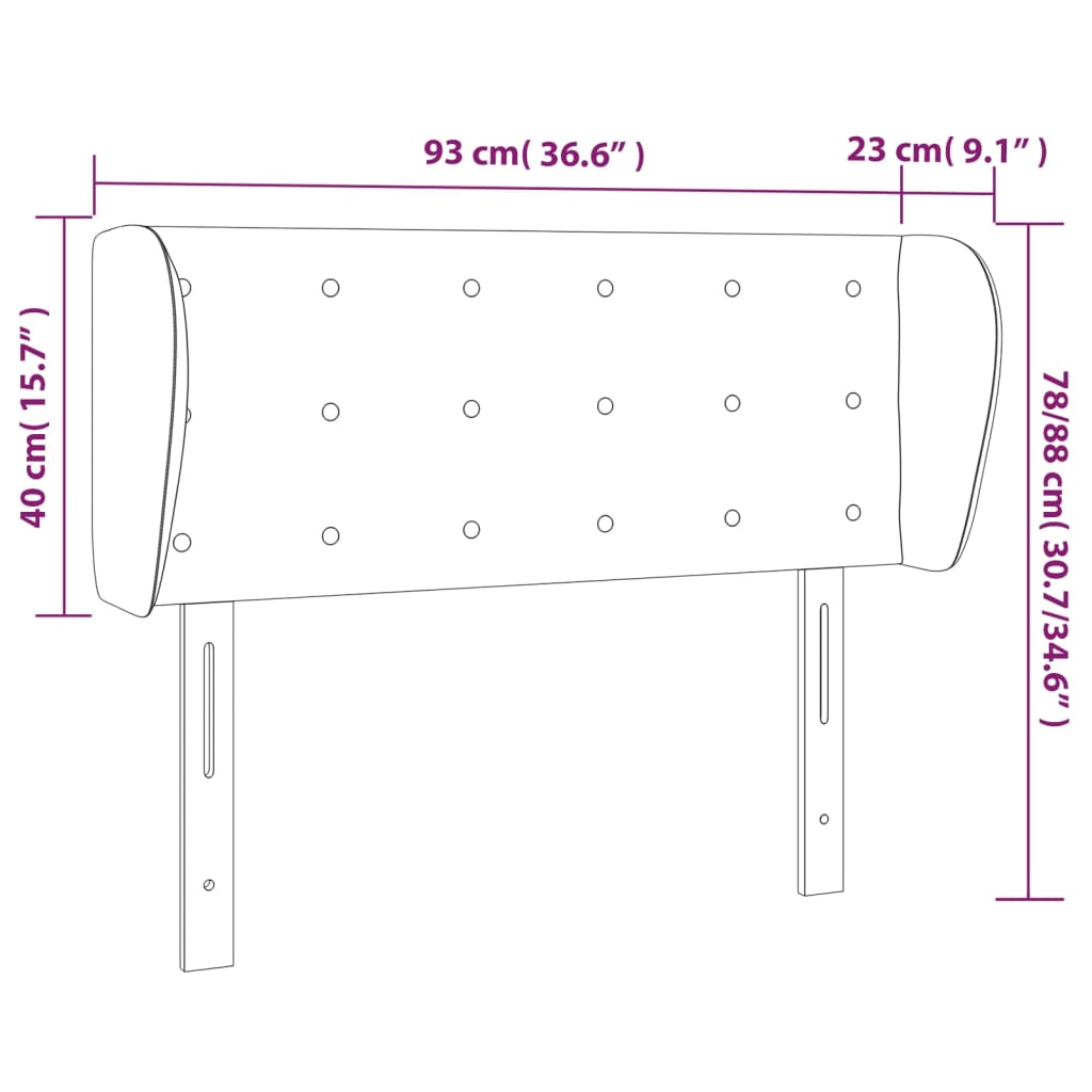 Tête de lit avec oreilles Noir 93x23x78/88 cm Tissu - XIOS