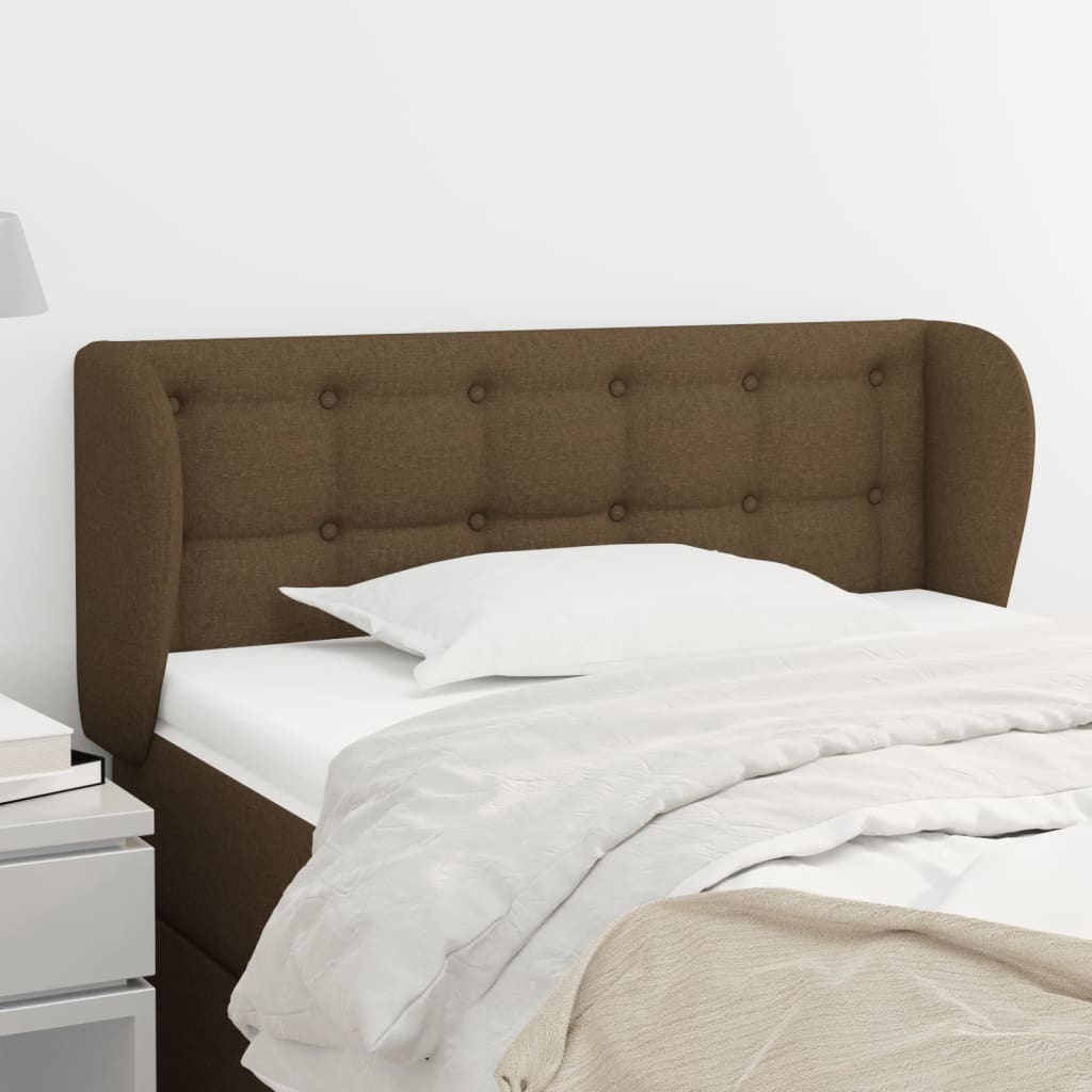 Tête de lit avec oreilles Marron foncé 103x23x78/88 cm Tissu - XIOS
