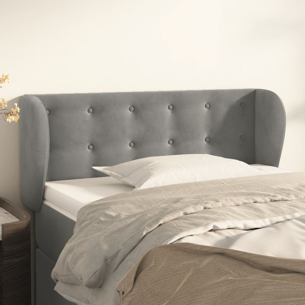 Tête de lit avec oreilles Gris clair 93x23x78/88 cm Velours - XIOS