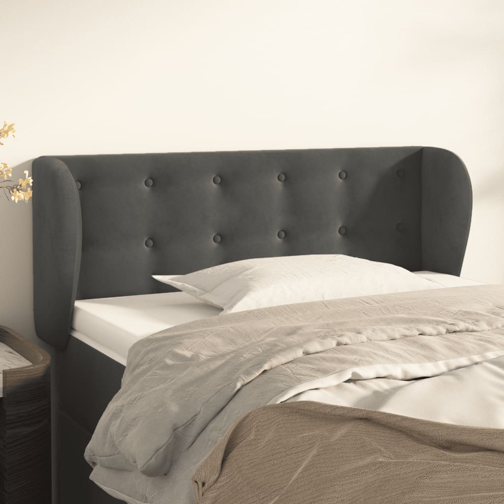 Tête de lit avec oreilles Gris foncé 93x23x78/88 cm Velours - XIOS