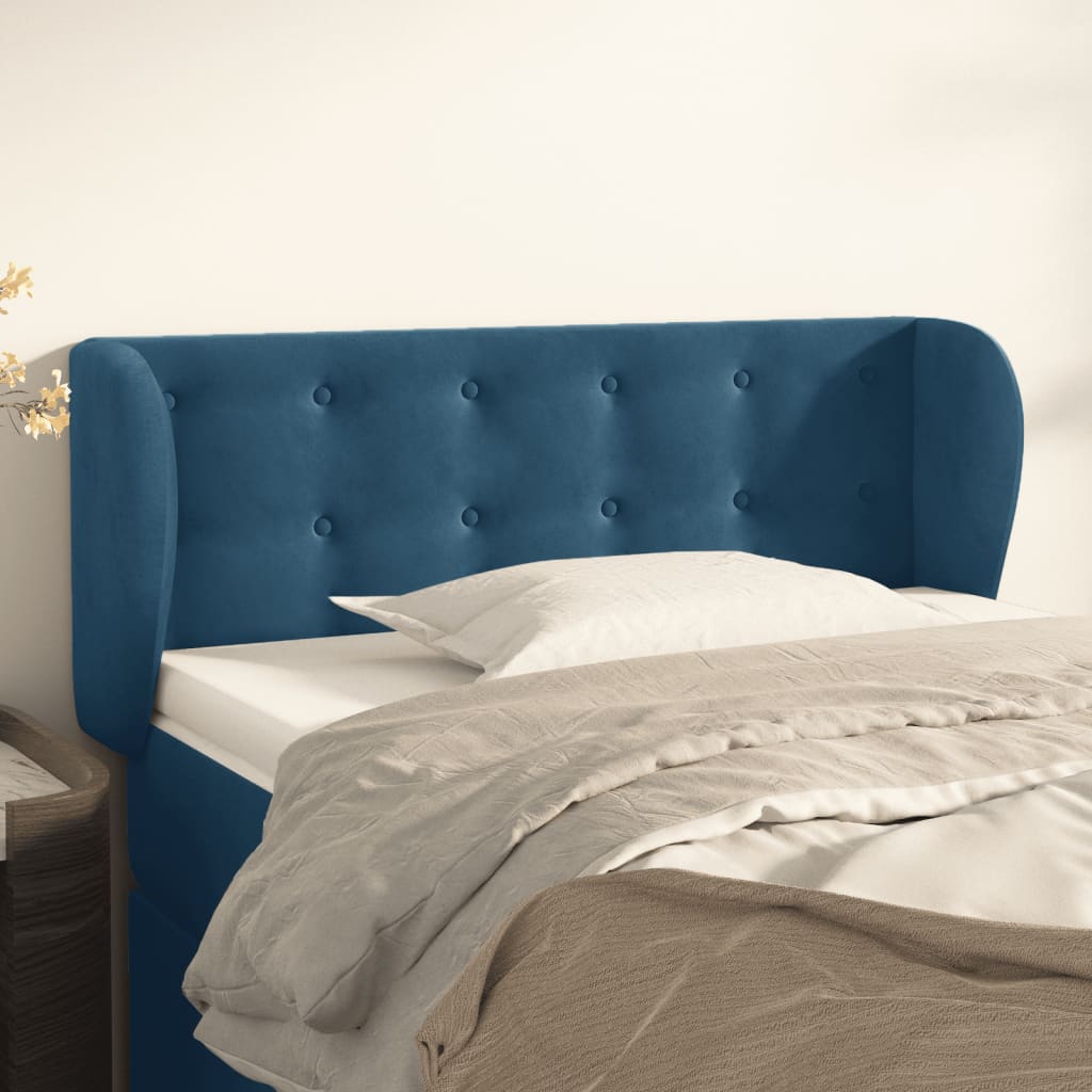 Tête de lit avec oreilles Bleu foncé 93x23x78/88 cm Velours Têtes et pieds de lit vidaXL