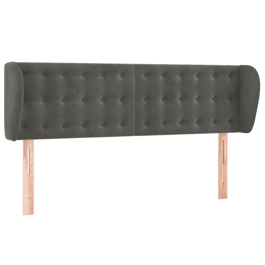 Tête de lit avec oreilles Gris foncé 147x23x78/88 cm Velours - XIOS
