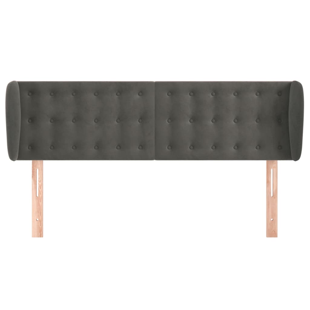Tête de lit avec oreilles Gris foncé 147x23x78/88 cm Velours - XIOS