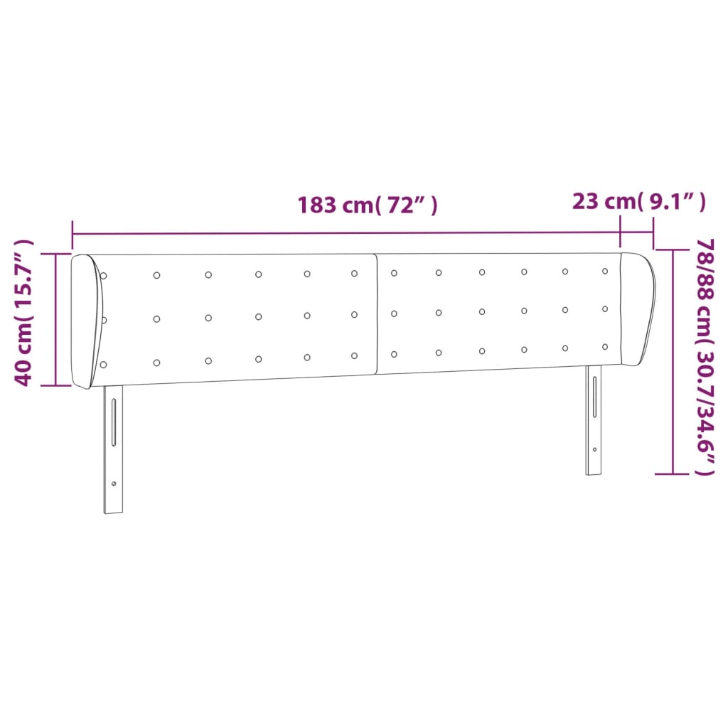 Tête de lit avec oreilles Gris clair 183x23x78/88 cm Velours - XIOS