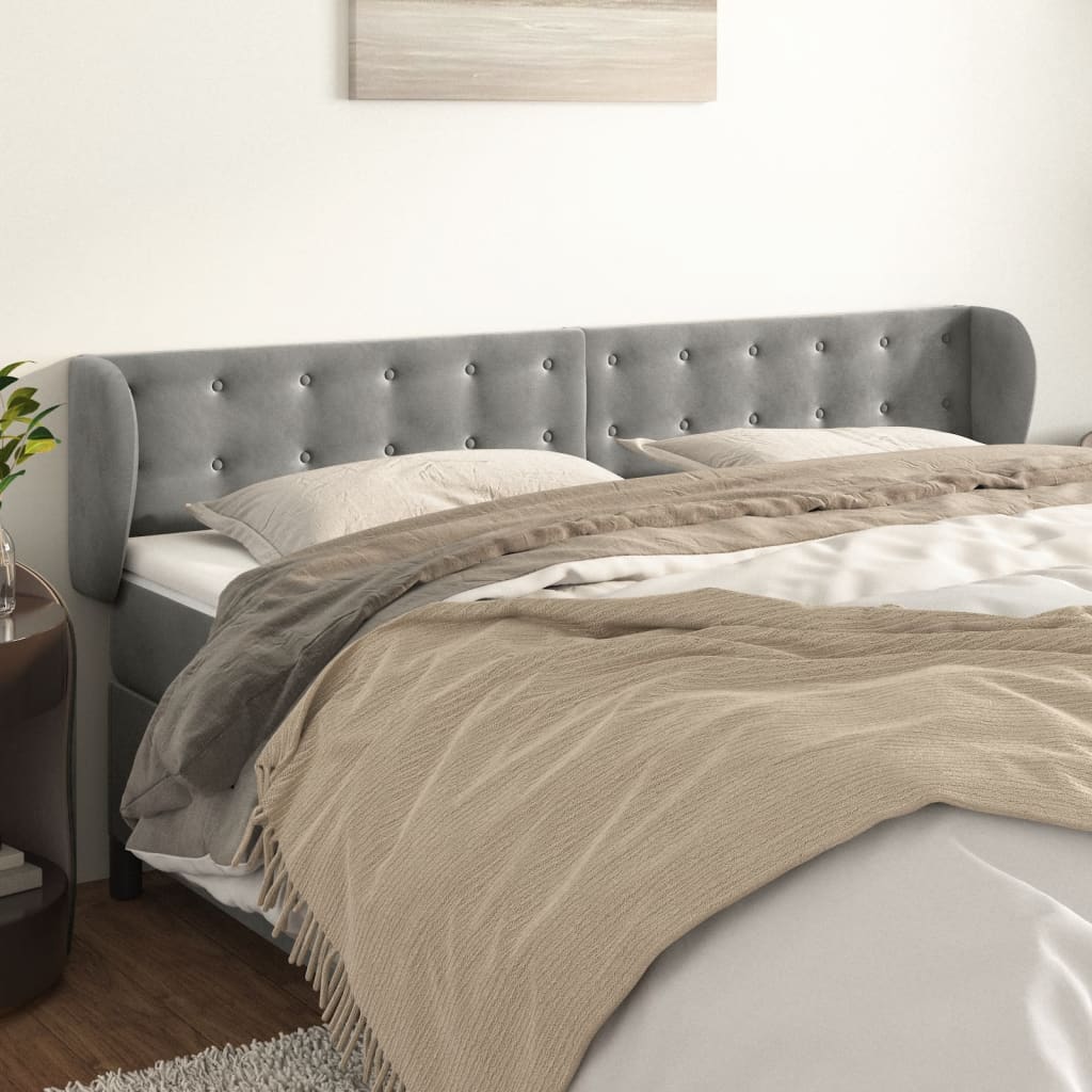Tête de lit avec oreilles Gris clair 183x23x78/88 cm Velours - XIOS