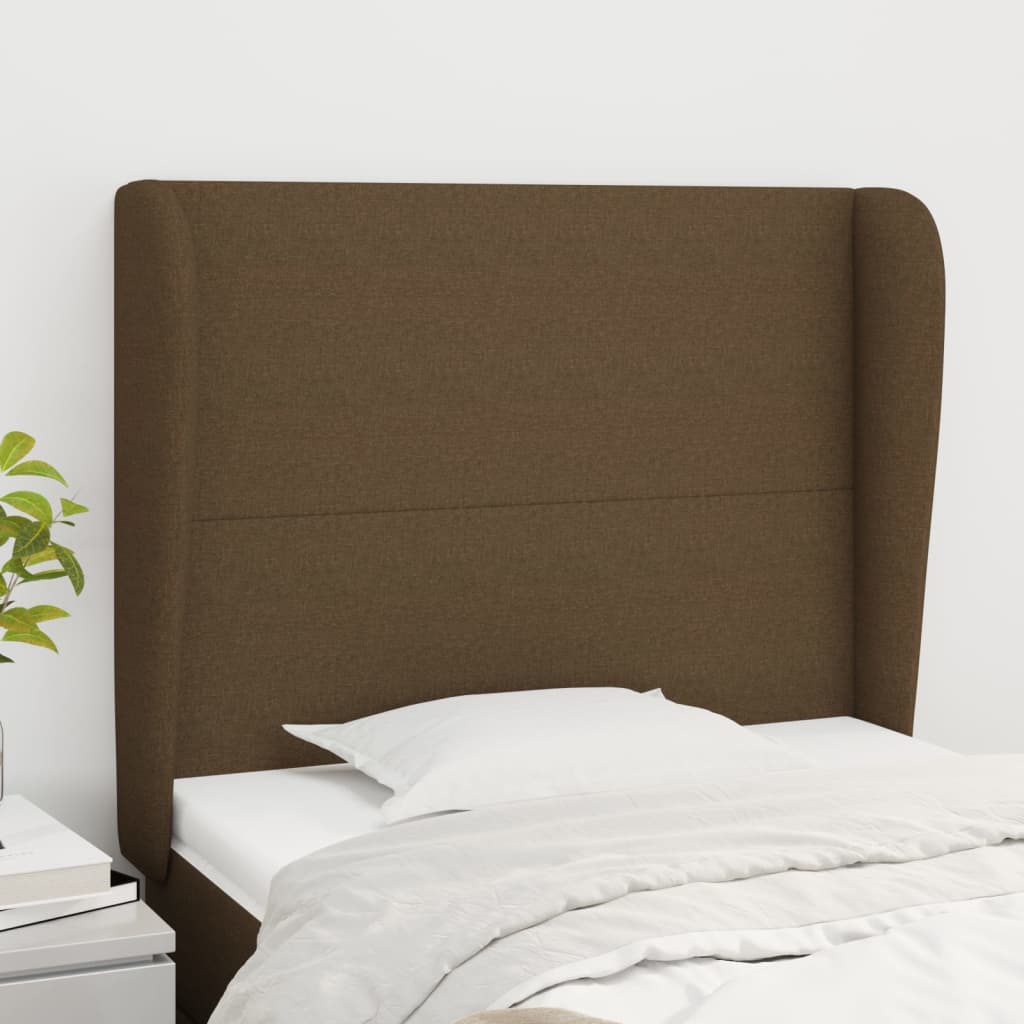 Tête de lit avec oreilles Marron foncé 93x23x118/128 cm Tissu - XIOS