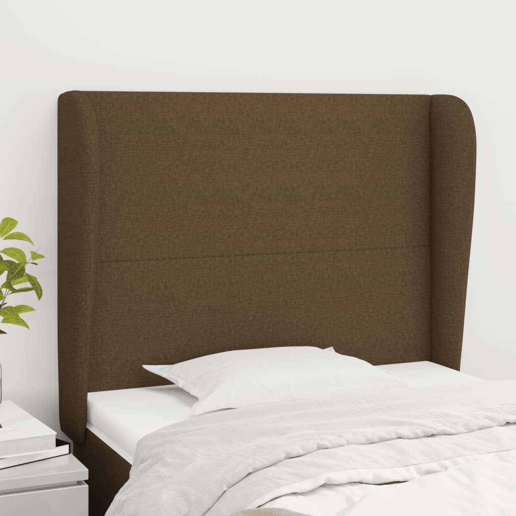 Tête de lit avec oreilles Marron foncé 103x23x118/128 cm Tissu - XIOS