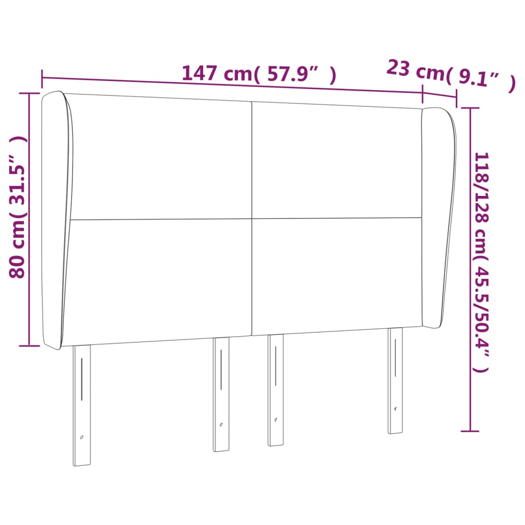 Tête de lit avec oreilles Marron foncé 147x23x118/128 cm Tissu - XIOS