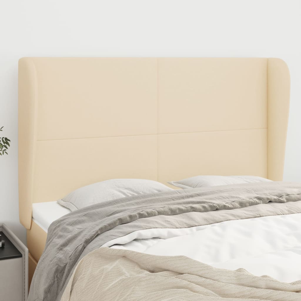 Tête de lit avec oreilles Crème 147x23x118/128 cm Tissu - XIOS
