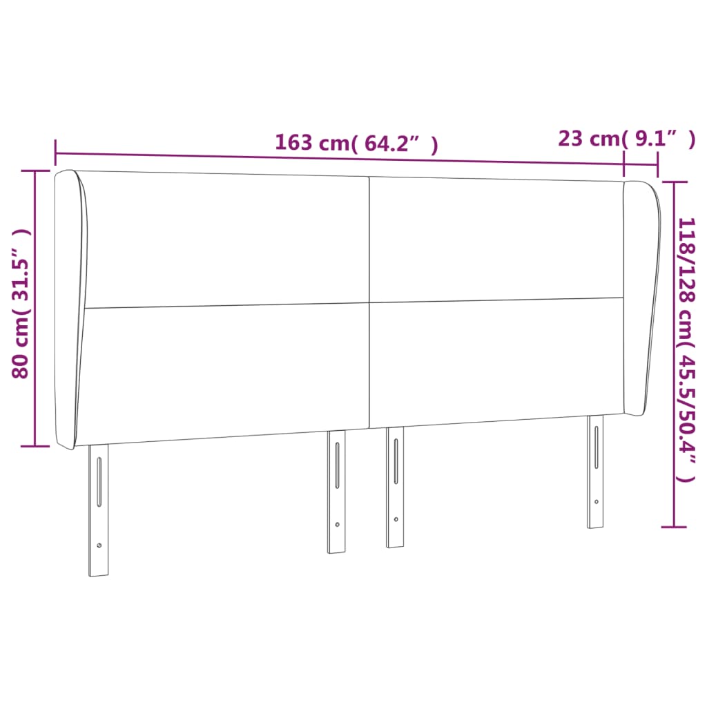 Tête de lit avec oreilles Gris clair 163x23x118/128 cm Tissu - XIOS