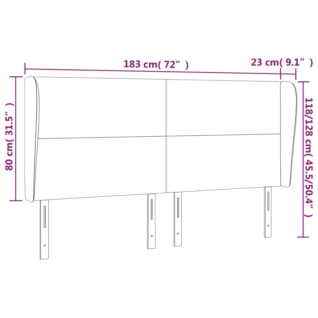 Tête de lit avec oreilles Gris clair 183x23x118/128 cm Tissu - XIOS