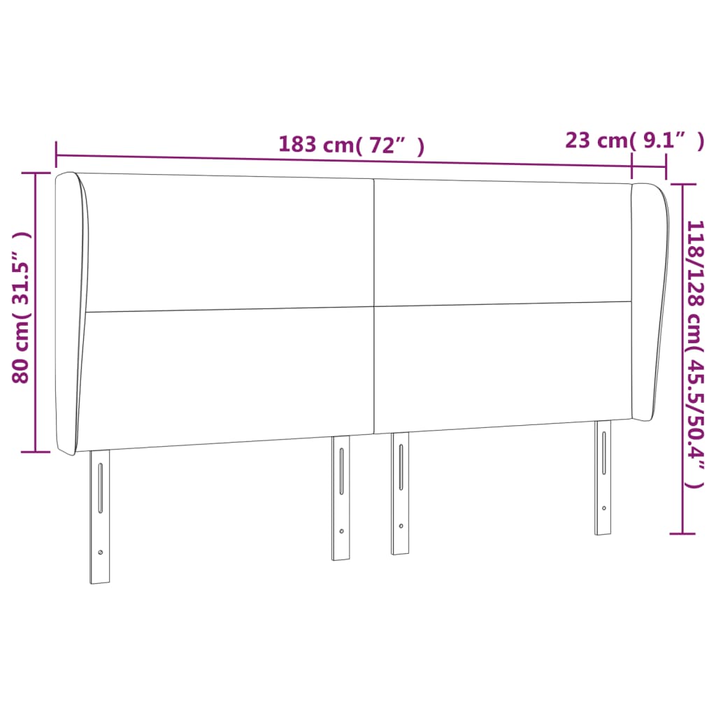 Tête de lit avec oreilles Gris foncé 183x23x118/128 cm Tissu - XIOS