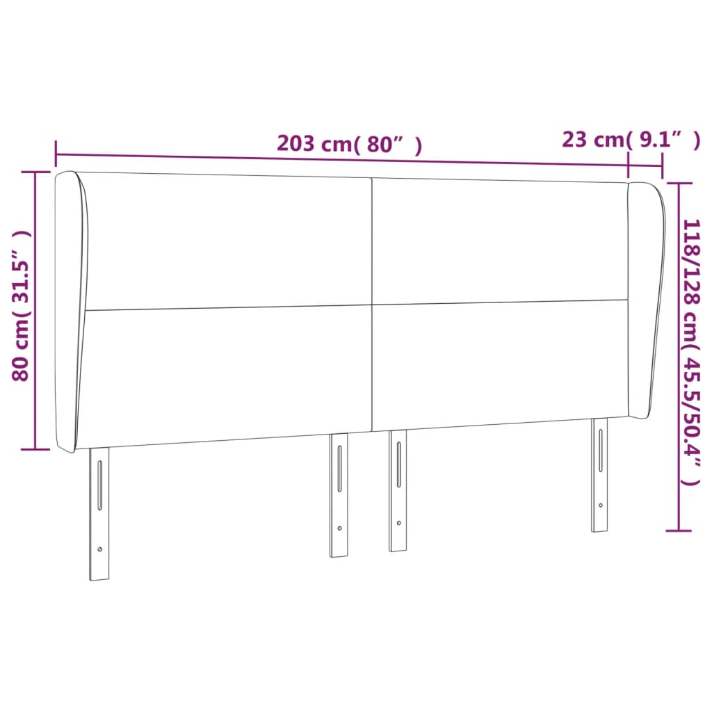 Tête de lit avec oreilles Gris clair 203x23x118/128 cm Tissu - XIOS