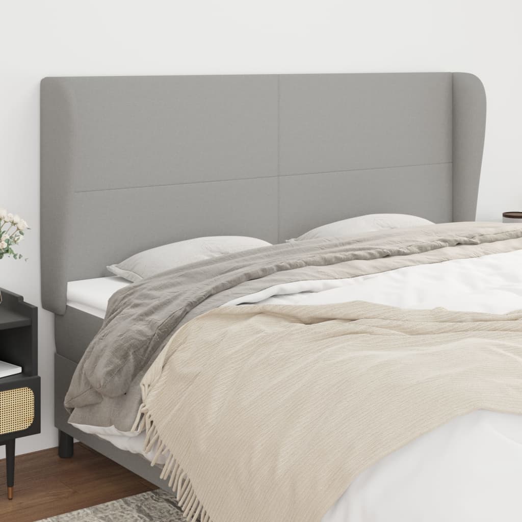 Tête de lit avec oreilles Gris clair 203x23x118/128 cm Tissu - XIOS