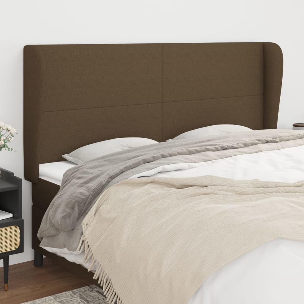 Tête de lit avec oreilles Marron foncé 203x23x118/128 cm Tissu - XIOS