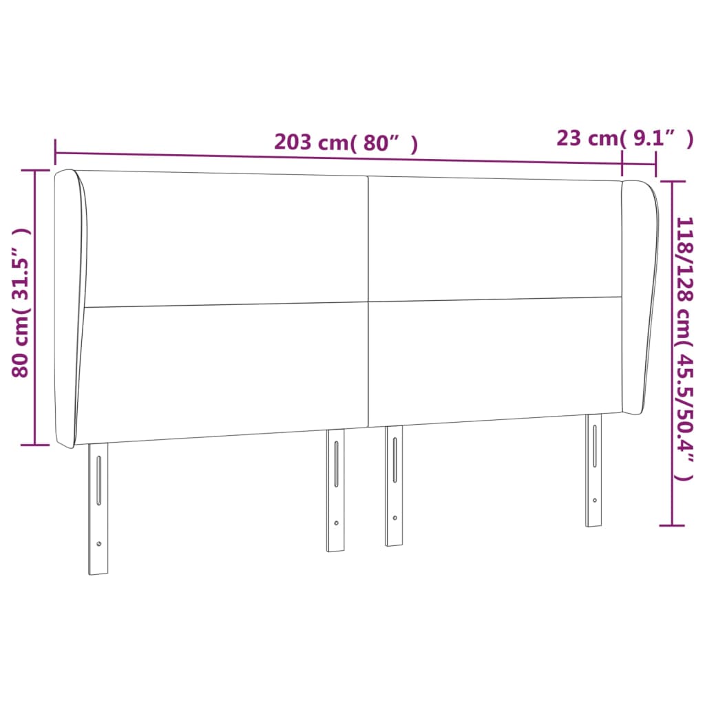 Tête de lit avec oreilles Taupe 203x23x118/128 cm Tissu - XIOS