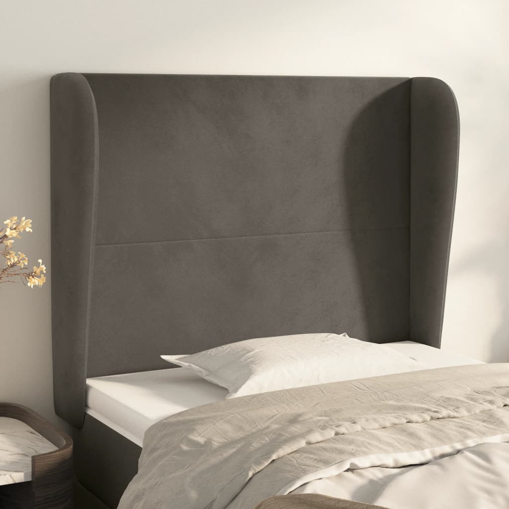 Tête de lit avec oreilles Gris foncé 83x23x118/128 cm Velours - XIOS