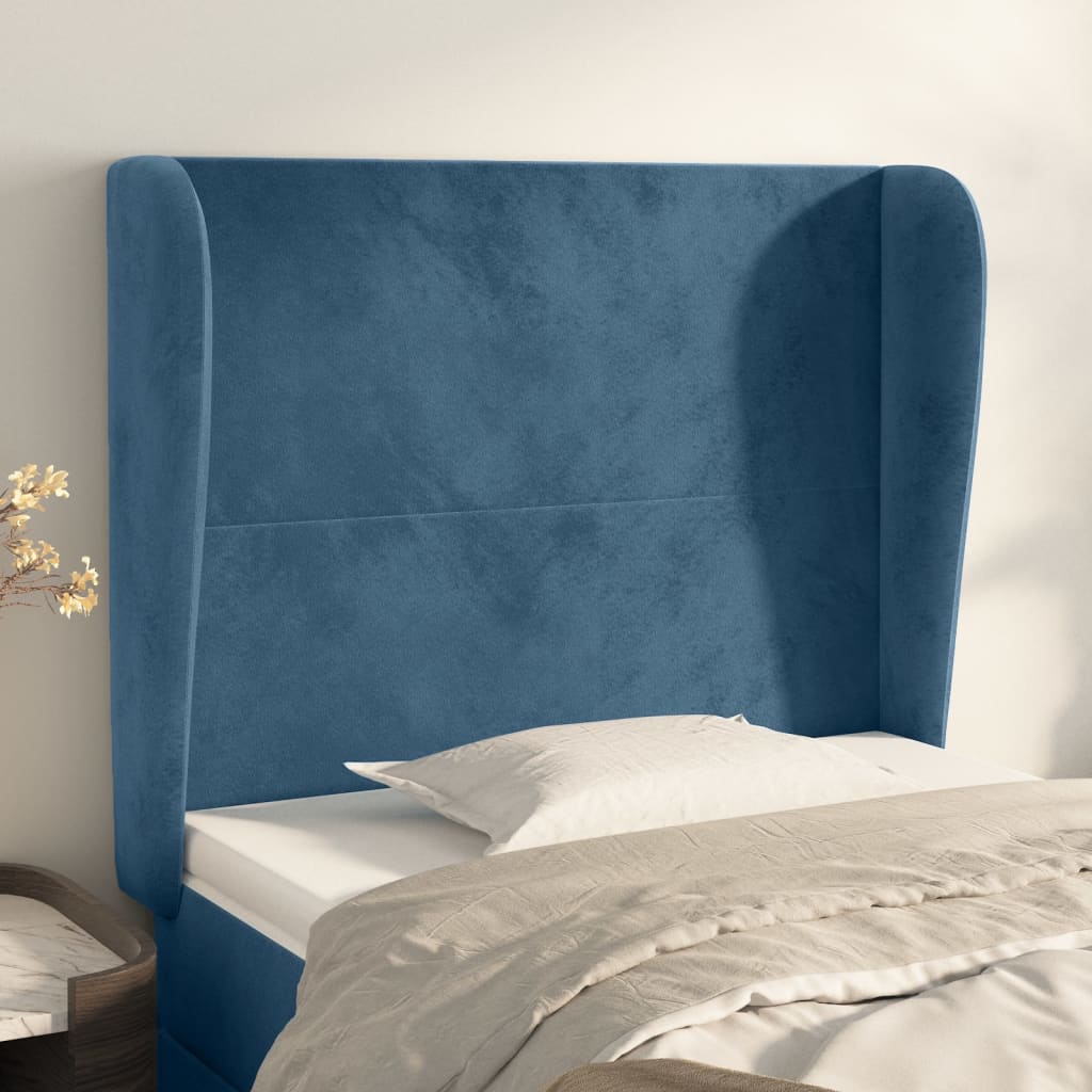 Tête de lit avec oreilles Bleu foncé 83x23x118/128 cm Velours - XIOS