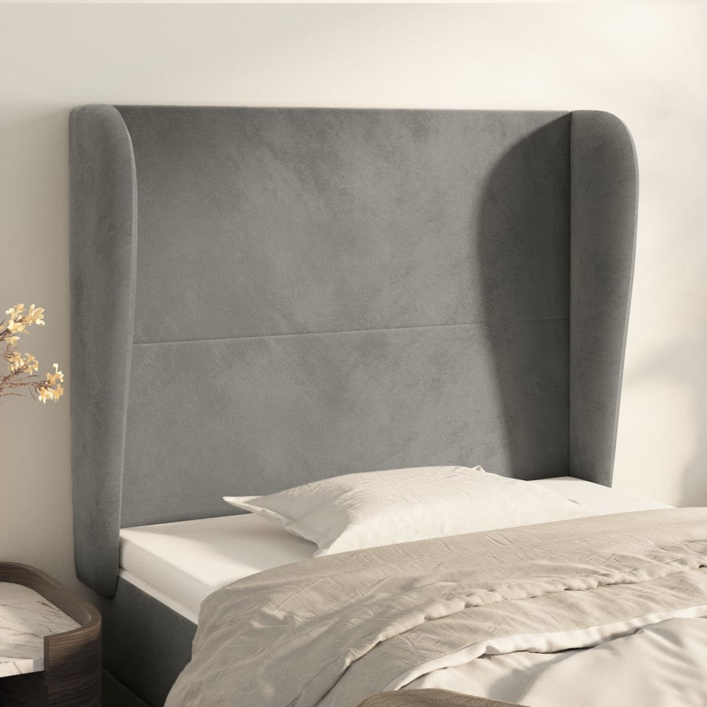 Tête de lit avec oreilles Gris clair 93x23x118/128 cm Velours - XIOS