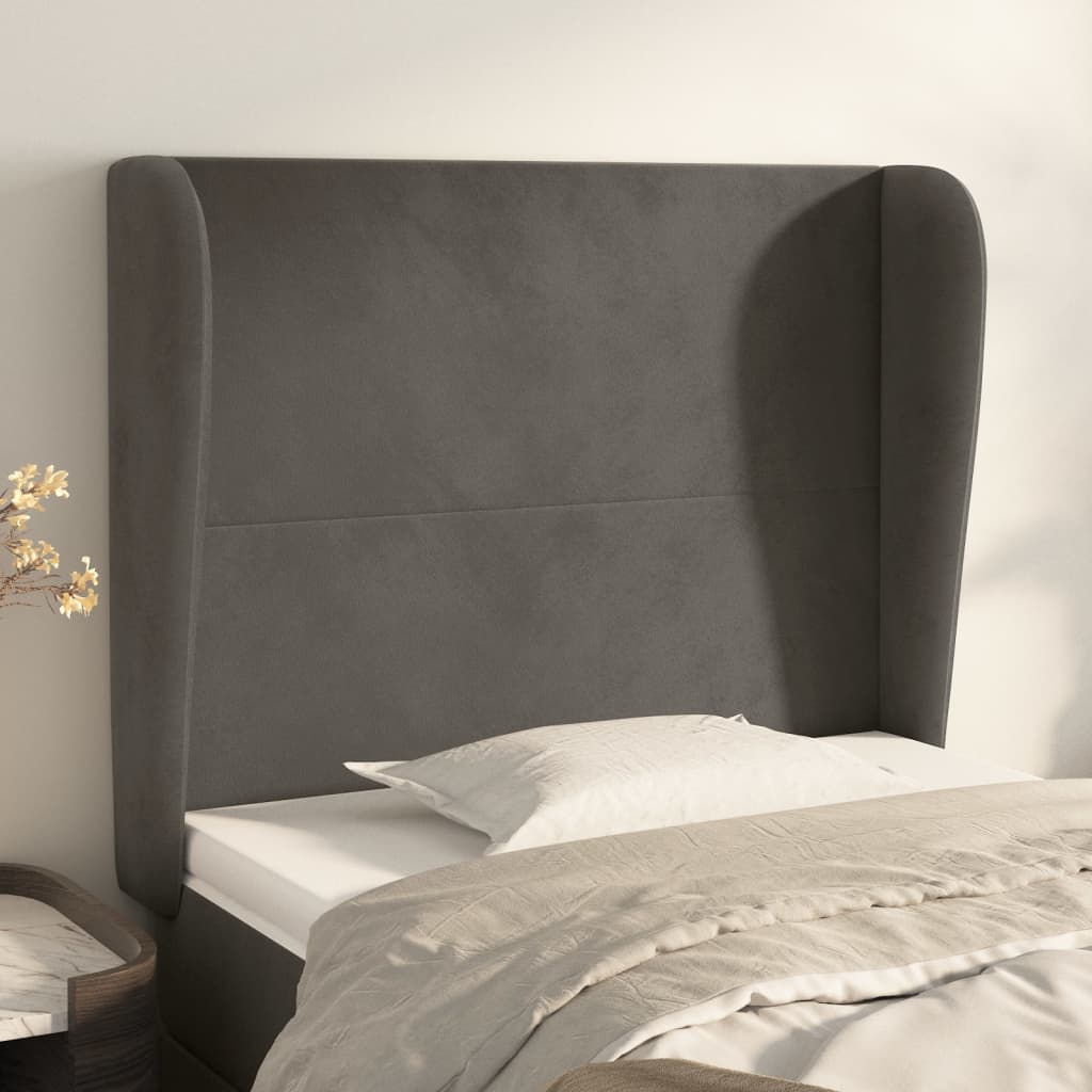 Tête de lit avec oreilles Gris foncé 93x23x118/128 cm Velours - XIOS