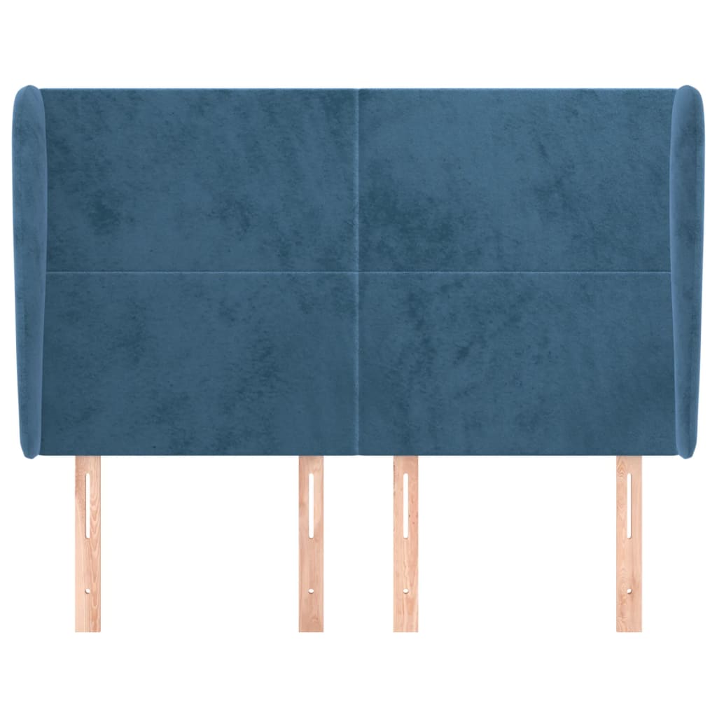 Tête de lit avec oreilles Bleu foncé 147x23x118/128 cm Velours - XIOS
