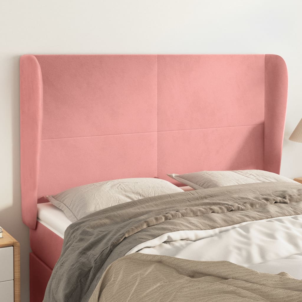 Tête de lit avec oreilles Rose 147x23x118/128 cm Velours - XIOS