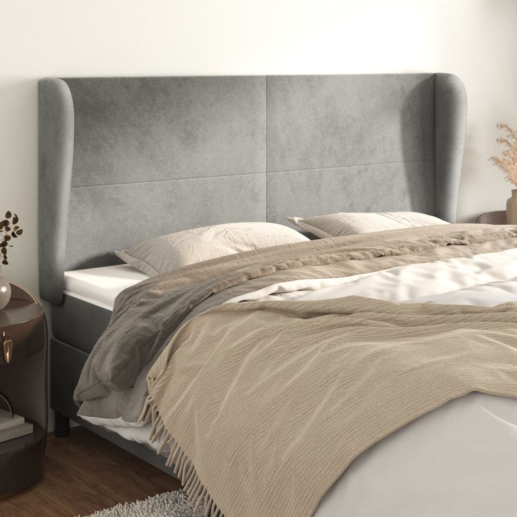 Tête de lit avec oreilles Gris clair 183x23x118/128 cm Velours - XIOS