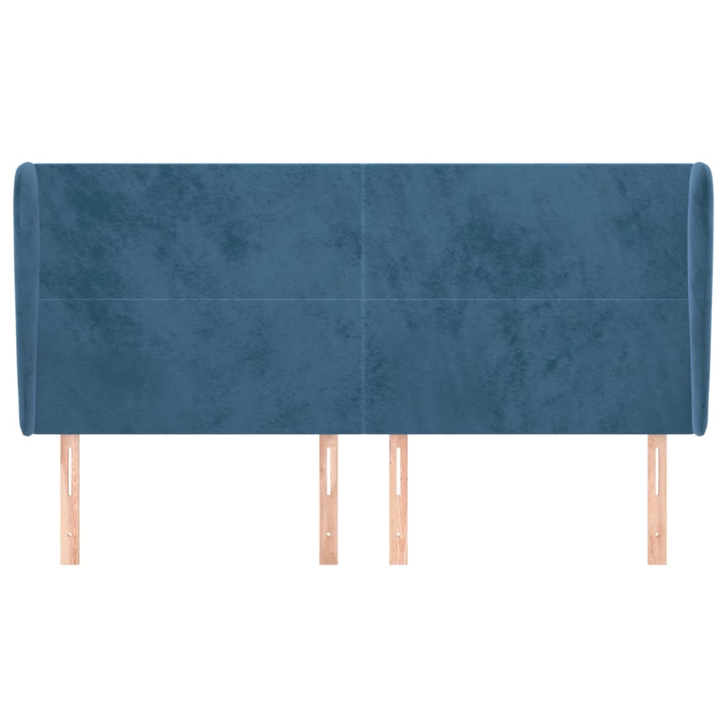 Tête de lit avec oreilles Bleu foncé 203x23x118/128 cm Velours - XIOS